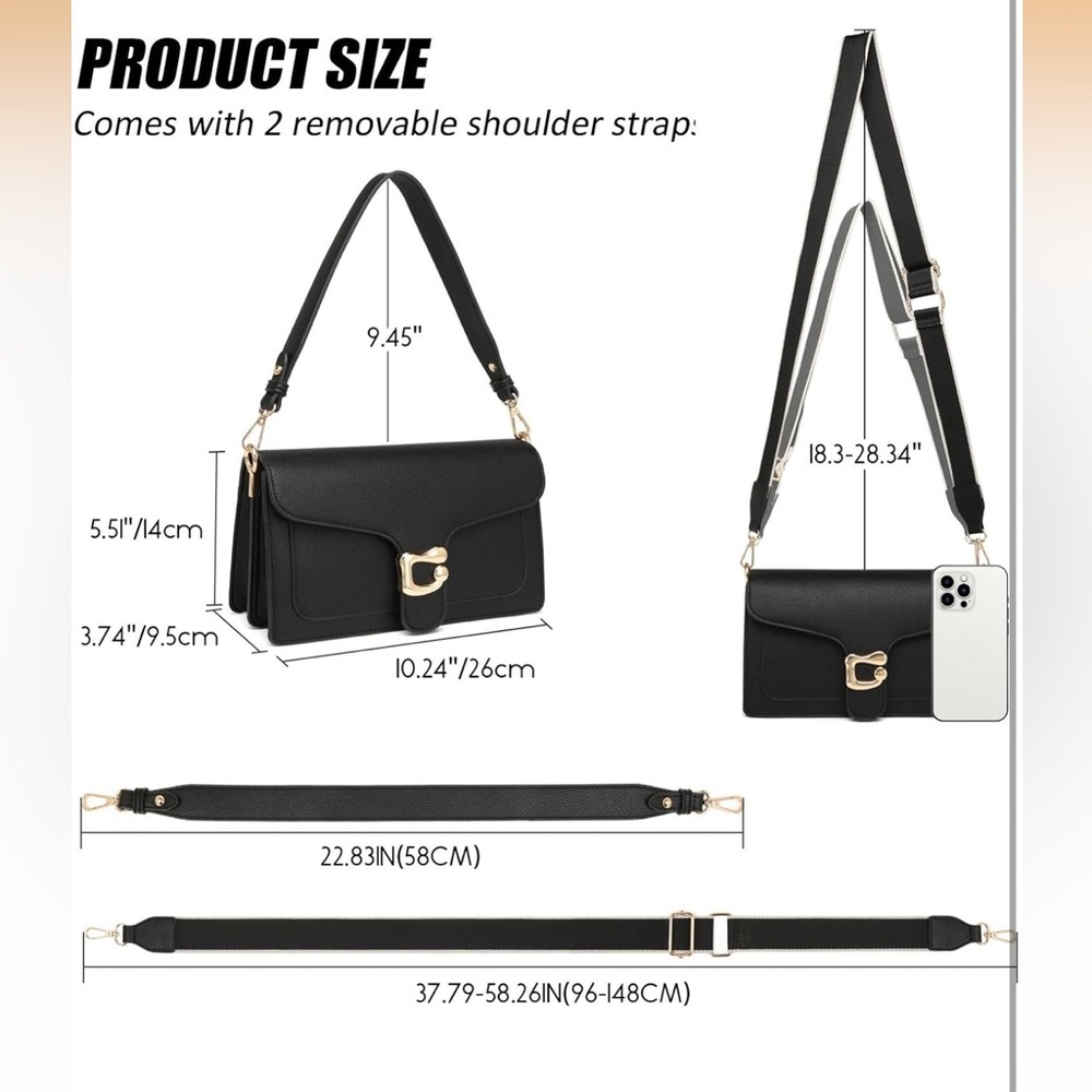 Elegant Black Shoulder Bag - Picture 8 of 10